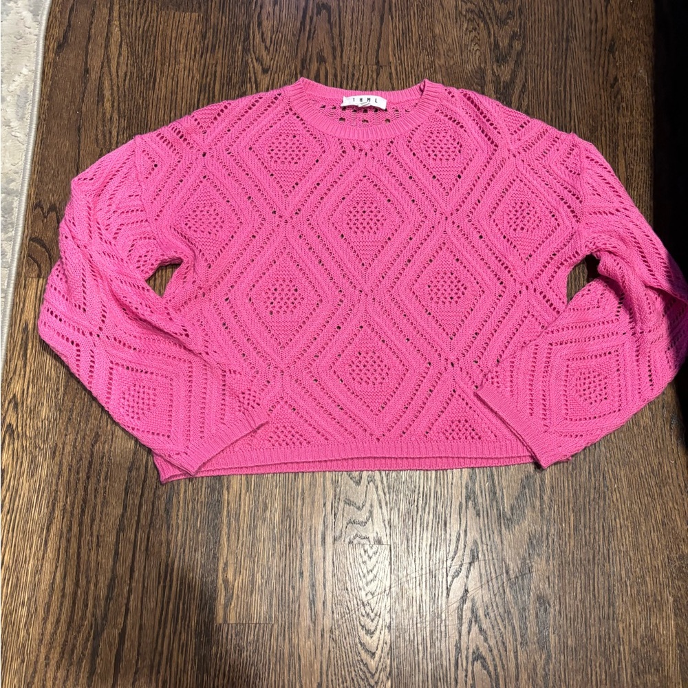 THML Fuchsia Diamond Knit Sweater